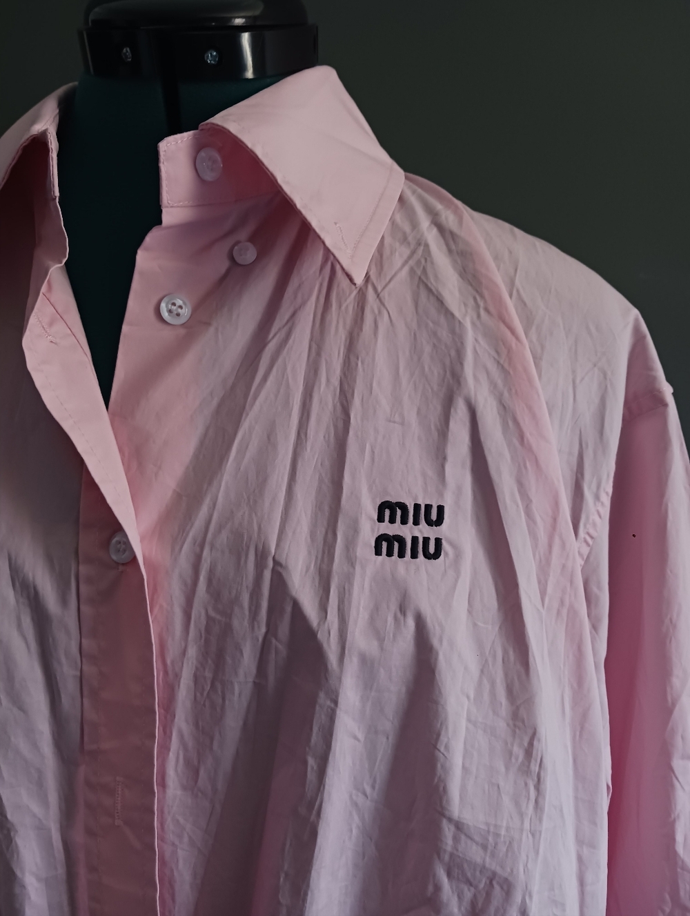 Miu Miu Pink Poplin Button Down Cropped Shirt Size 40 - Picture 3 of 14